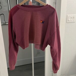 Aviator Nation Maroon Cropped Sweatshirt